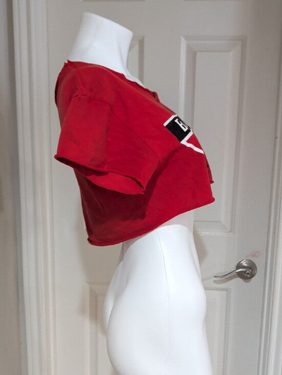 Retro Black Maria Red Crop Top Tee Women's Small Vintage
