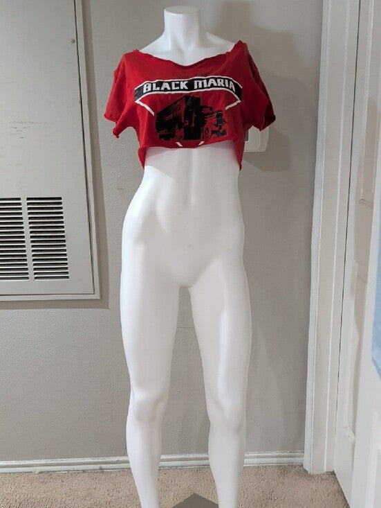 Retro Black Maria Red Crop Top Tee Women's Small Vintage