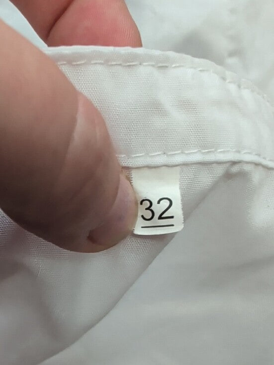 Crisp White Embroidered Floral Waist Button-Down Shirt Women's 32/XS