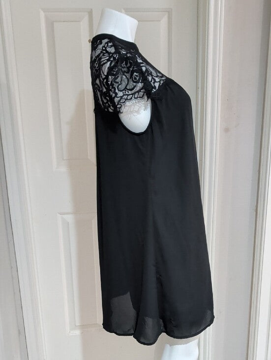 Decree Black Lace Shift Dress with Lace Yoke Women's Large