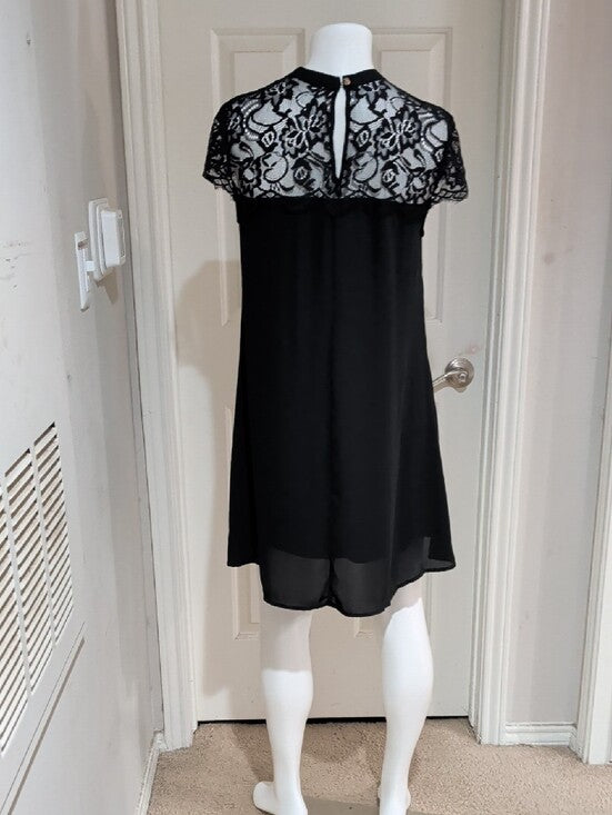 Decree Black Lace Shift Dress with Lace Yoke Women's Large