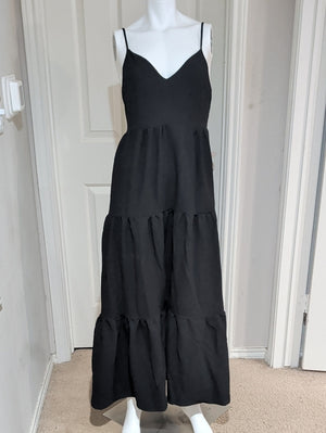 Shein Classic Black Tiered Spaghetti Strap Maxi Dress Women's Medium Tall
