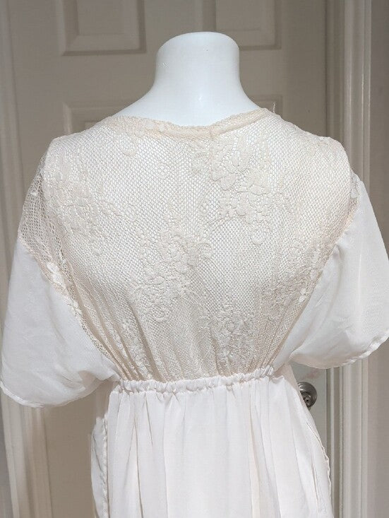 Vintage White Lace-Trim Maxi Robe — Women Intimates & Sleepwear O/S