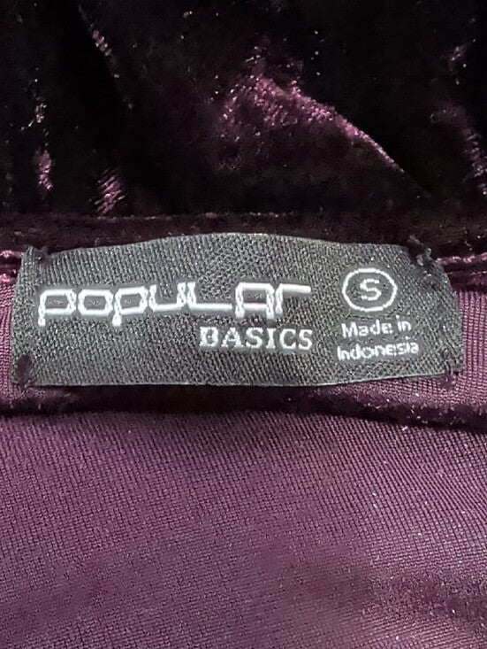 Retro Popular Basics Crushed Velvet Mini Dress in Plum Women's Small Y2K