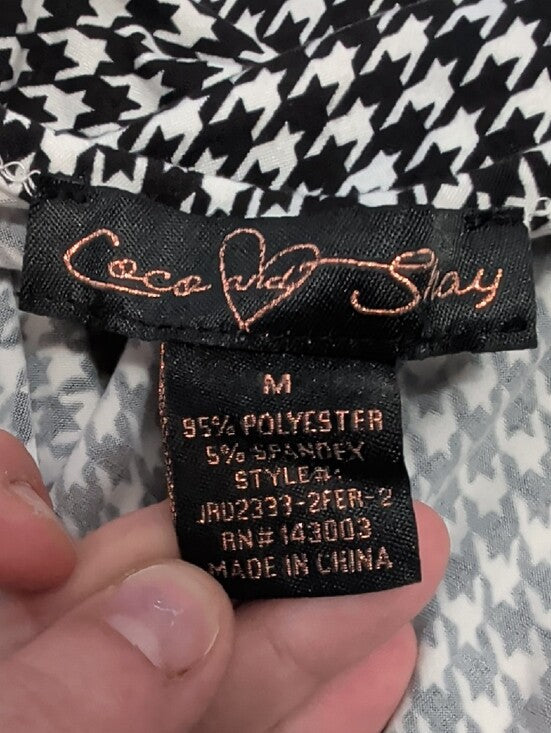 Retro Coco And Shay Houndstooth Tie-Strap Mini Dress - Black & White Y2K S