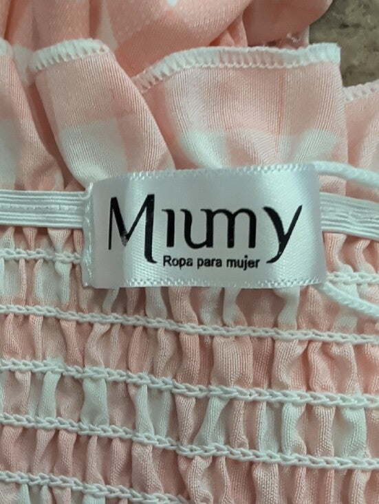 Miumy Pink Gingham Smocked Maxi Dress Women's S/M New