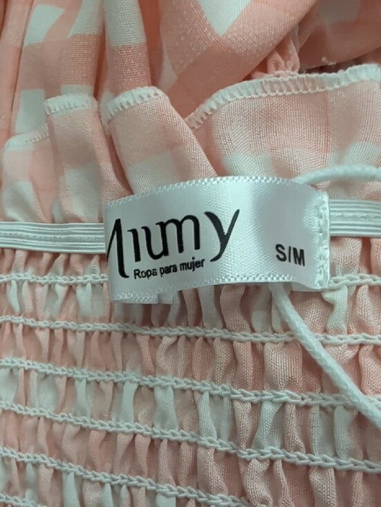 Miumy Pink Gingham Smocked Maxi Dress Women's S/M New