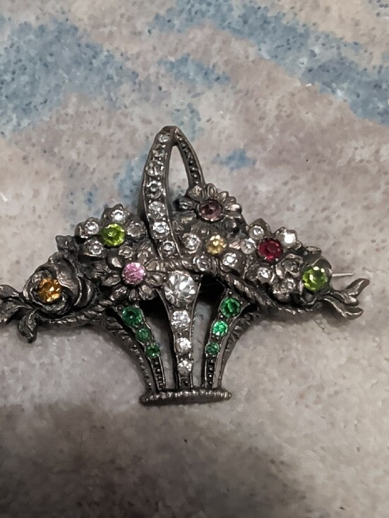 VTG Edwardian Silver Coloured Paste Giardinetti Brooch