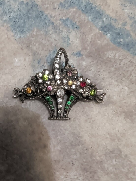 VTG Edwardian Silver Coloured Paste Giardinetti Brooch
