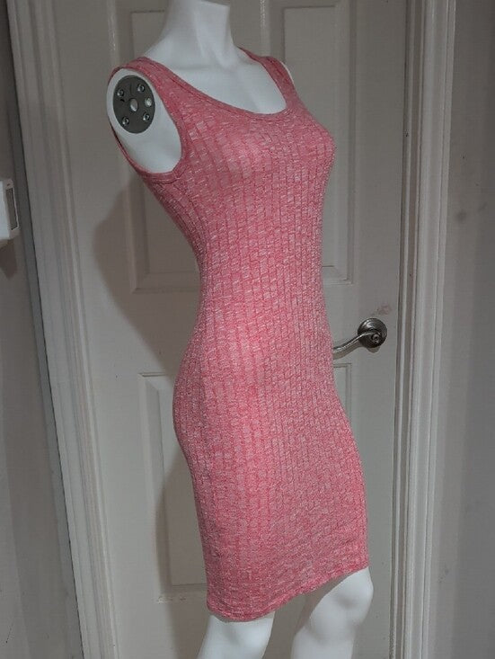 American Dream Coral Pink Sleeveless Knit Mini Dress Women's Medium Y2K