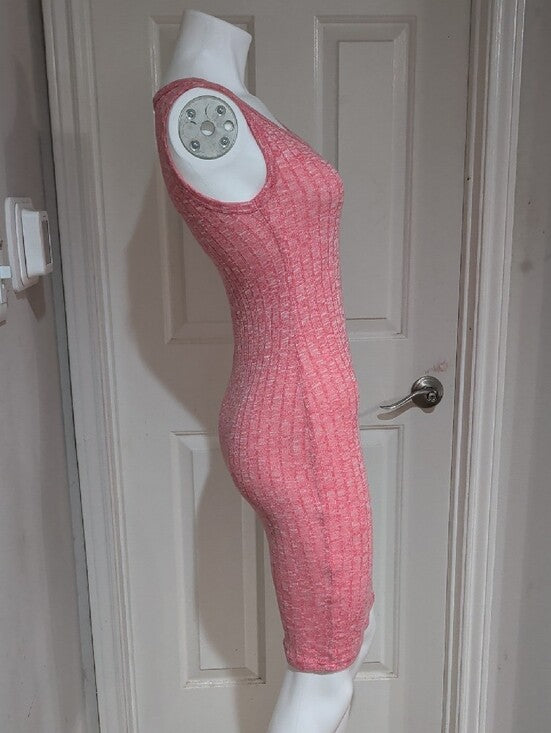 American Dream Coral Pink Sleeveless Knit Mini Dress Women's Medium Y2K