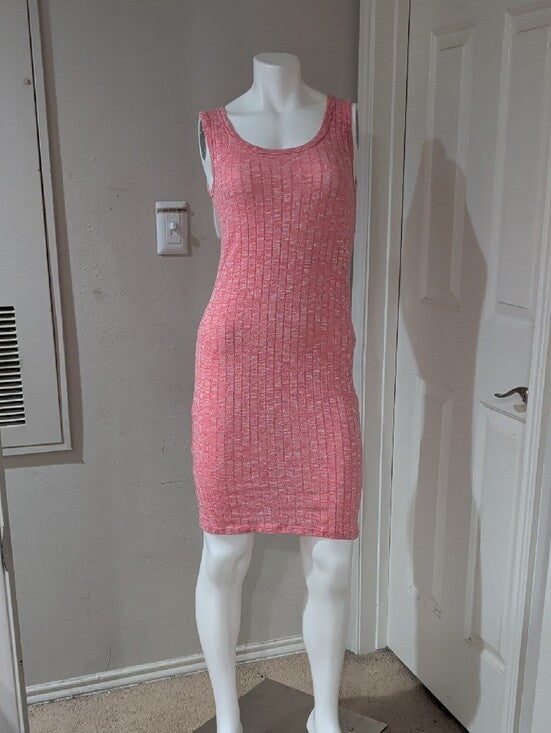 American Dream Coral Pink Sleeveless Knit Mini Dress Women's Medium Y2K