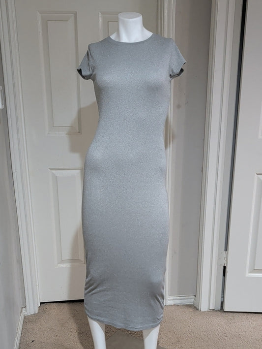 Gray Ribbed Knit Maxi Bodycon Dress - Unbranded Women's Medium y2k