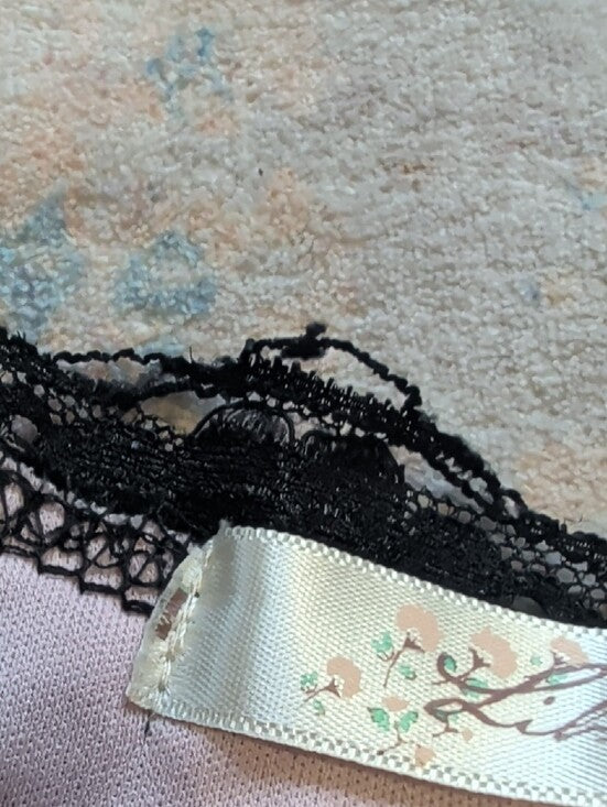 Retro Liberty Love Black Lace Pink slip Dress Women's Small Y2k