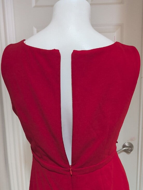 Alyx Sleeveless Red Stretch Sheath Dress with Gold Buckle Belt Women's 8