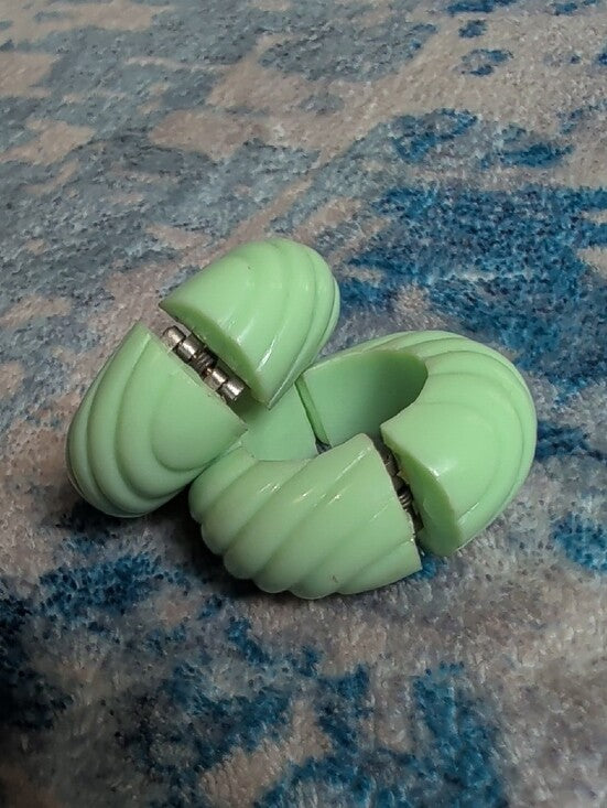Retro Mint Green Chunky Hoop Clip-On Earrings Vintage Costume Jewelry