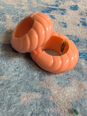 Retro Peachy Chunky Hoop Clip-On Earrings Vintage Costume Jewelry