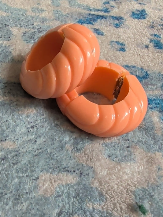 Retro Peachy Chunky Hoop Clip-On Earrings Vintage Costume Jewelry