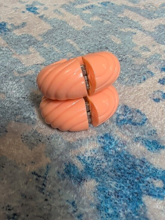 Retro Peachy Chunky Hoop Clip-On Earrings Vintage Costume Jewelry