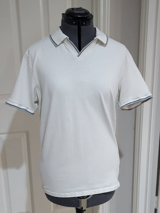 Ben Sherman White Polo with Navy Trim Men's Small