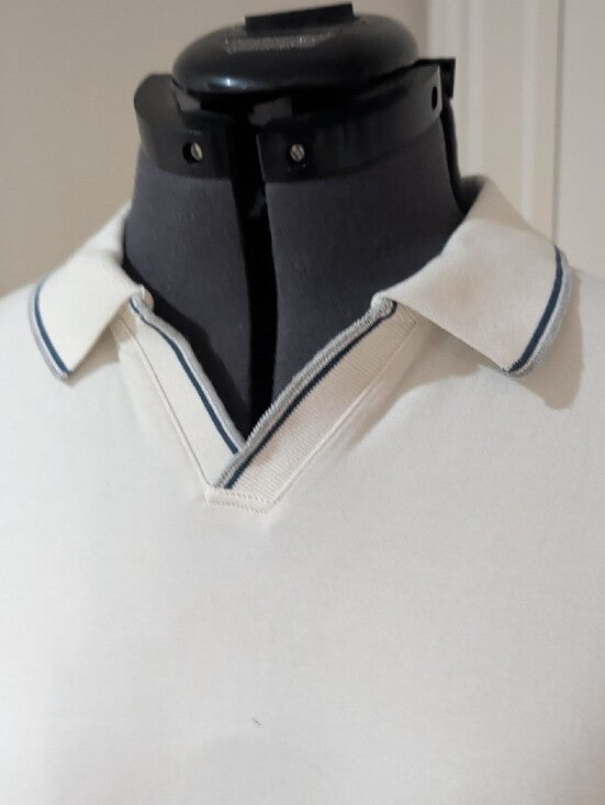 Ben Sherman White Polo with Navy Trim Men's Small