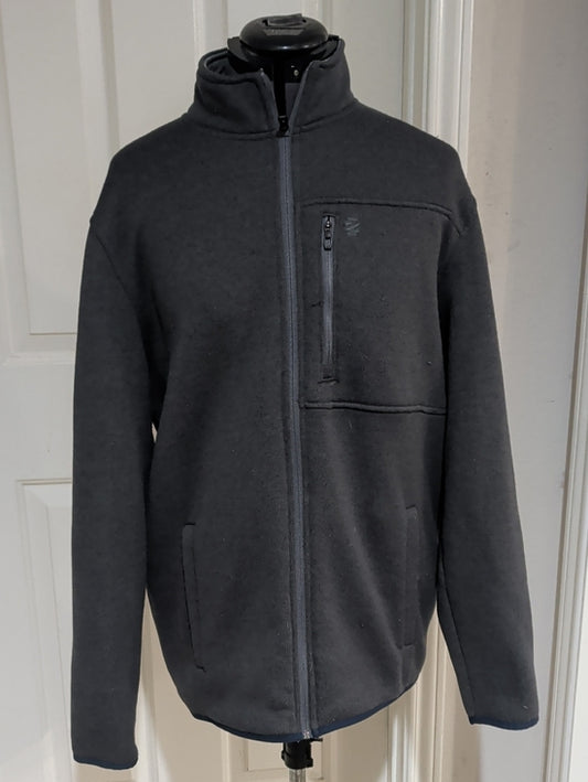 Izod Men's Black Full-Zip Fleece Jacket with Chest Zip Pocket New Men's Large