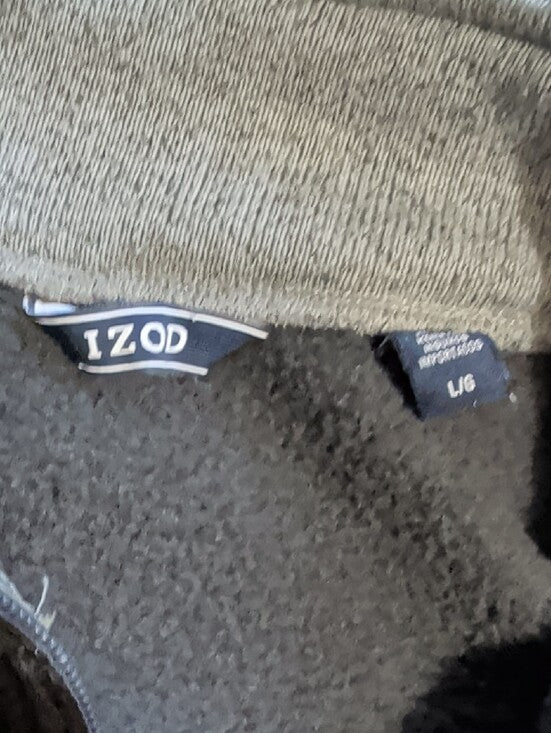 Izod Men's Black Full-Zip Fleece Jacket with Chest Zip Pocket New Men's Large