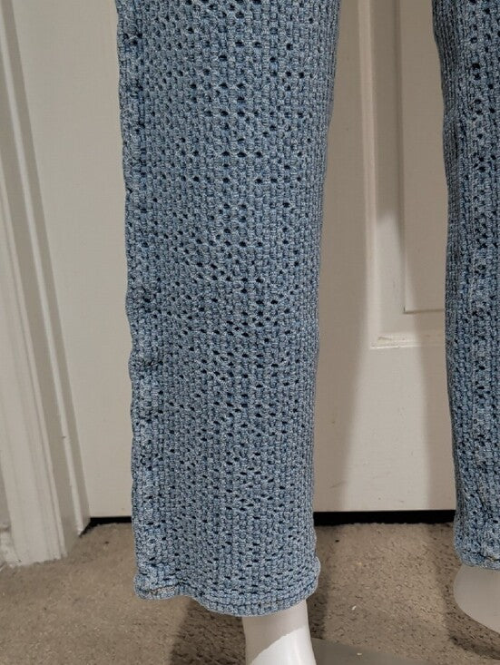 Vintage Sunny33 Online Store Blue Crochet-Style Straight Cropped Jeans Women's L