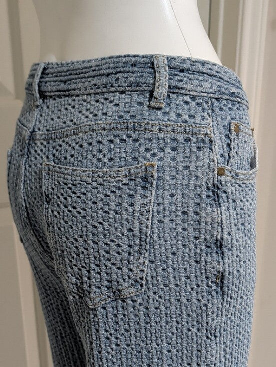 Vintage Sunny33 Online Store Blue Crochet-Style Straight Cropped Jeans Women's L