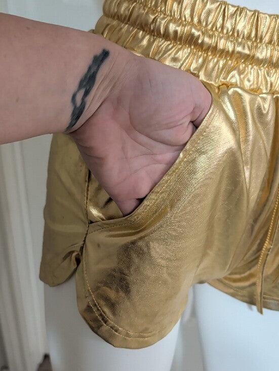 Gold Metallic Women's Athletic Shorts - Like New - Small