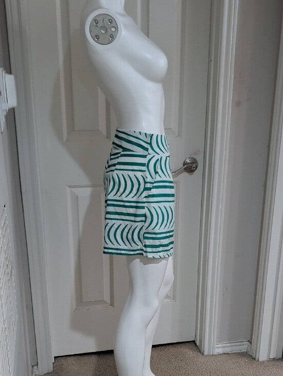 High-Waist Green & White Striped Women’s Shorts M/L