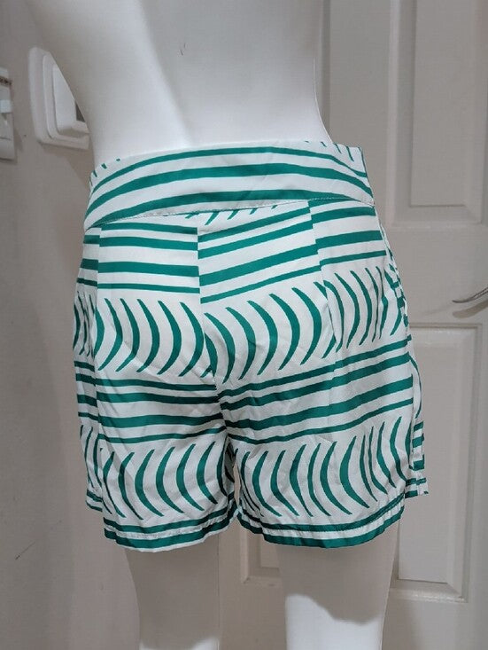 High-Waist Green & White Striped Women’s Shorts M/L