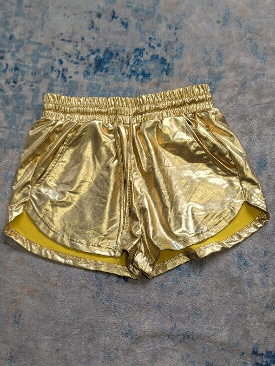 Gold Metallic Women's Athletic Shorts - Like New - Small