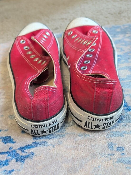 Converse Red Canvas Low-Top Sneakers NO Laces Men's 11