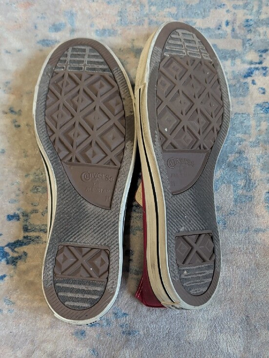 Converse Red Canvas Low-Top Sneakers NO Laces Men's 11
