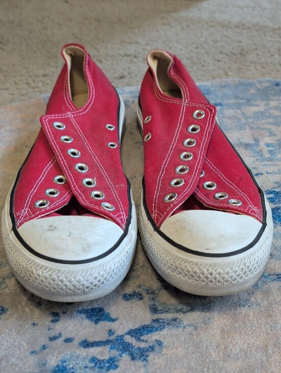 Converse Red Canvas Low-Top Sneakers NO Laces Men's 11