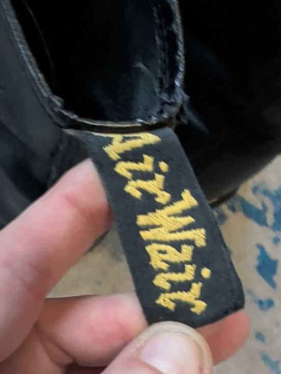 Dr. Martens Black Leather Lace-Up Boots with Yellow Stitching Men's 11