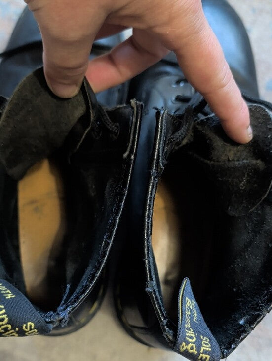 Dr. Martens Black Leather Lace-Up Boots with Yellow Stitching Men's 11