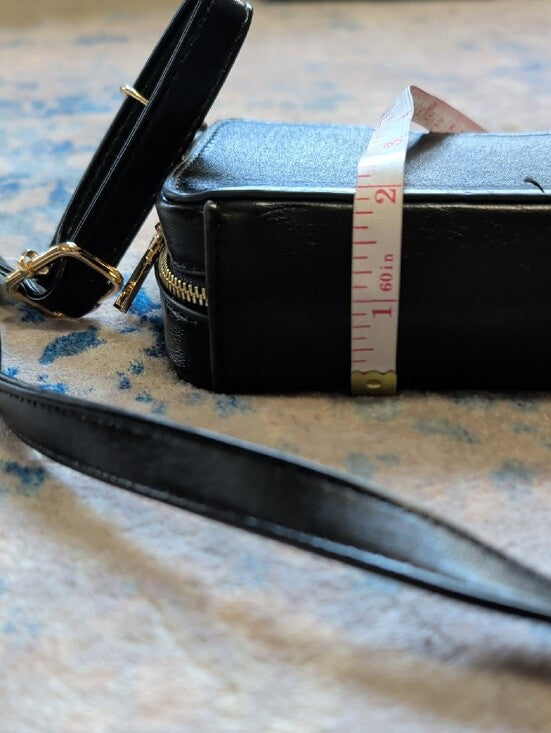 Black Tape Cassette Crossbody Bag - Retro Portable Audio Style, Adjustable Strap
