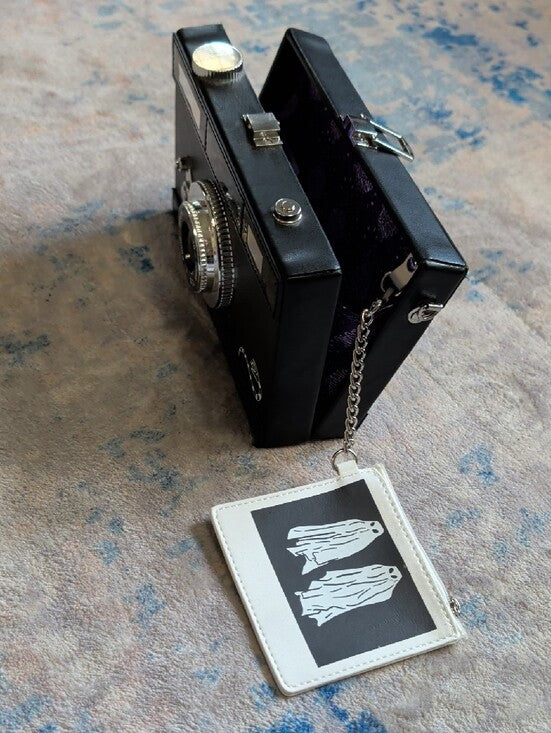 Vintage-Style Black Compact Film Camera Purse with Shoulder Strap - Lydia Camera Crossbag