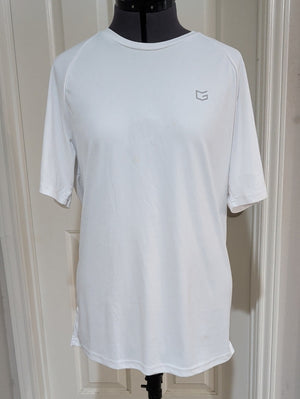 G Gradual White Short-Sleeve Athletic Performance Short Sleeve Crew Men's Large