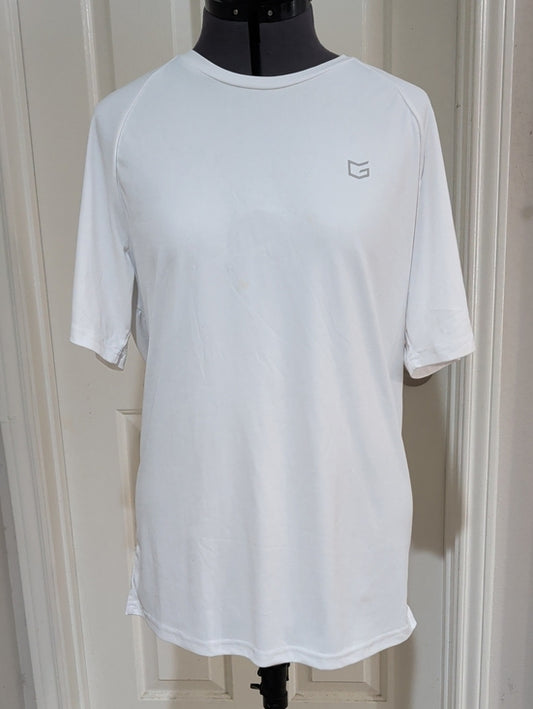 G Gradual White Short-Sleeve Athletic Performance Short Sleeve Crew Men's Large