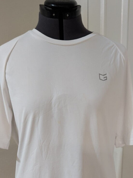 G Gradual White Short-Sleeve Athletic Performance Short Sleeve Crew Men's Large