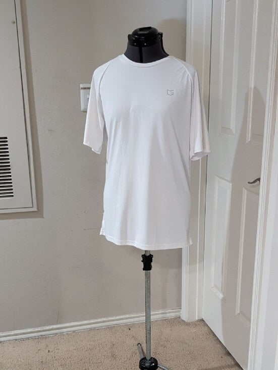 G Gradual White Short-Sleeve Athletic Performance Short Sleeve Crew Men's Large
