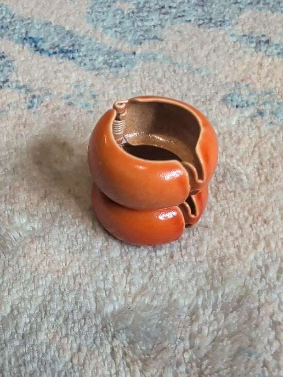 Retro Orange Enamel Hoop Clip-On Earrings - Sleek MCM Style Costume Jewelry