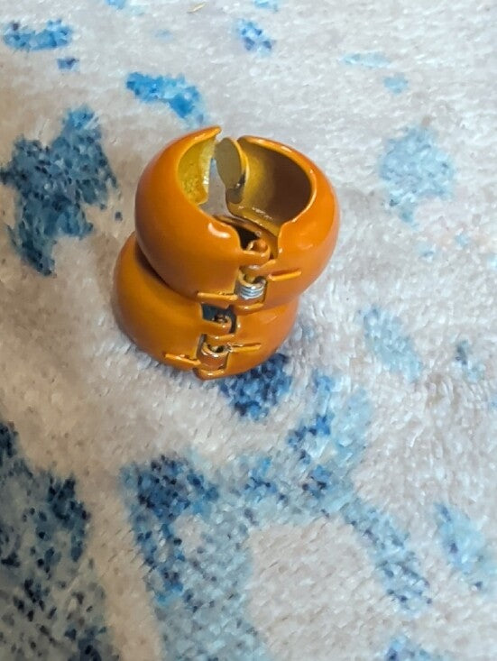 VTG Burnt Orange Hoop Clip-On Earrings - Retro Costume Jewelry MCM