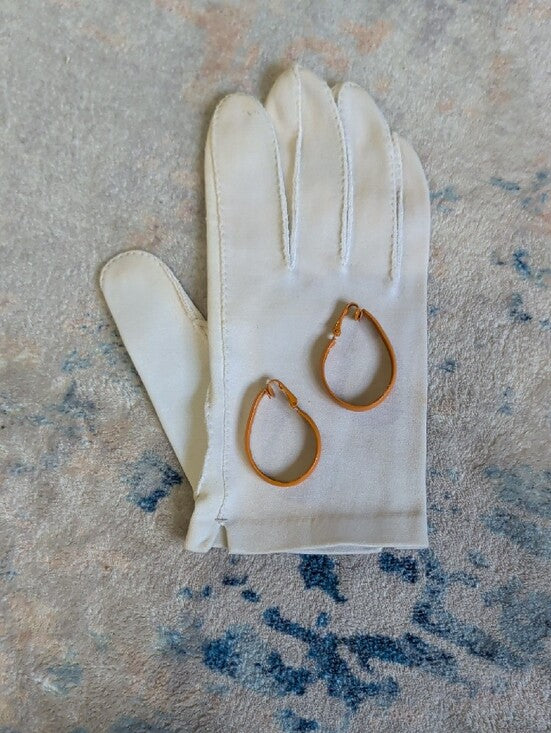 MCM Retro Orange Enamel Hoop Clip-On Earrings - Women's Fashion VTG Jewelry