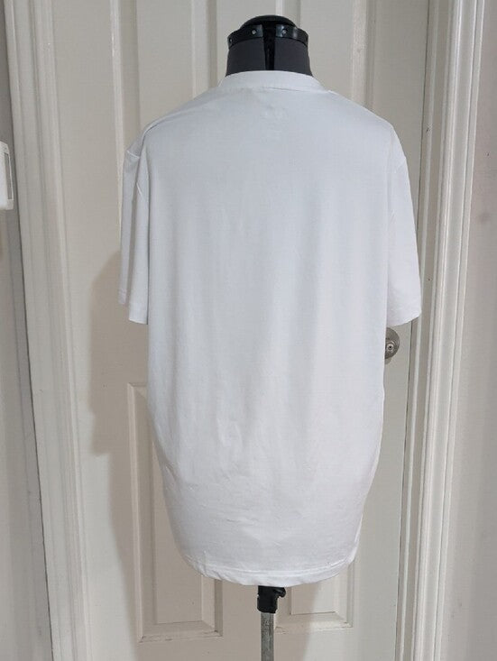 Quiksilver White Short Sleeve Performance Crew Tee with Blue Logo Men's Large