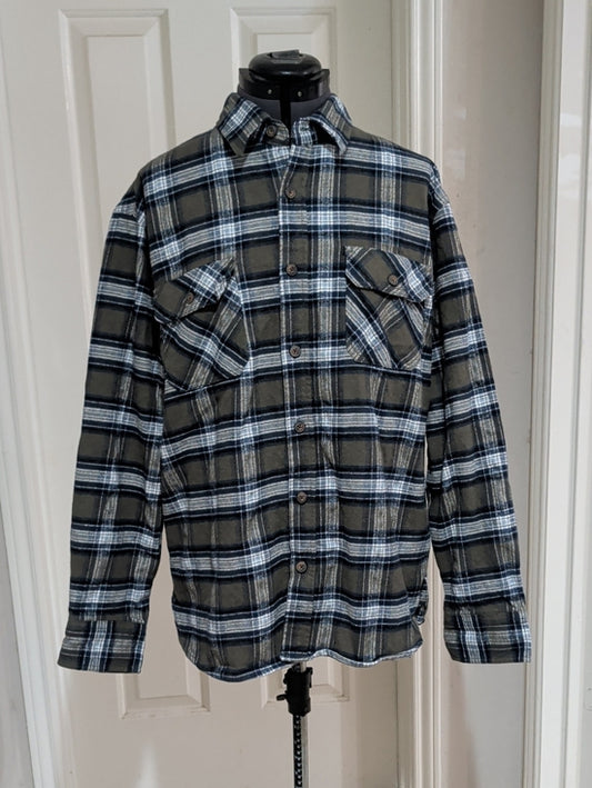 Jach's Heritage Olive & Black Plaid Button-Up Shirt Men's XL