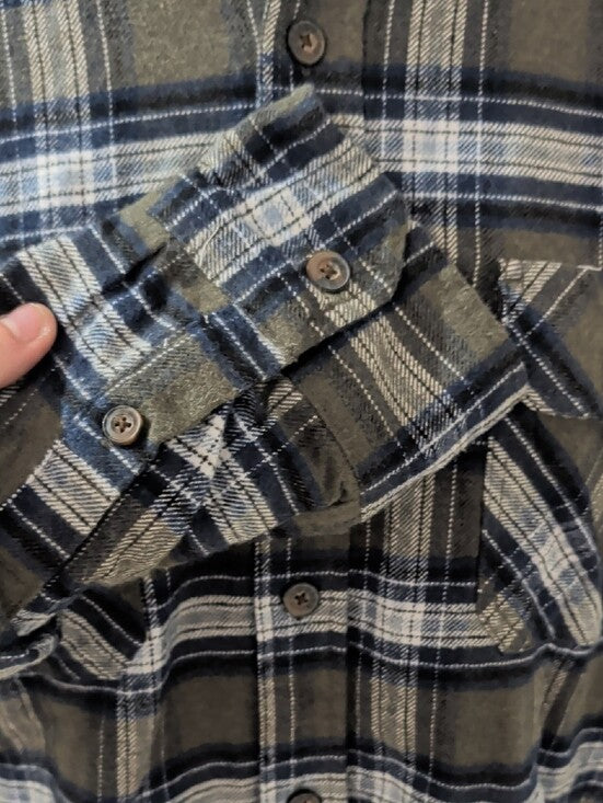 Jach's Heritage Olive & Black Plaid Button-Up Shirt Men's XL
